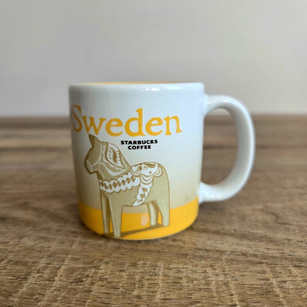 Sweden Sverige Starbucks mini Espresso coffee Dala horse mug/cup. 3oz ,89ml.